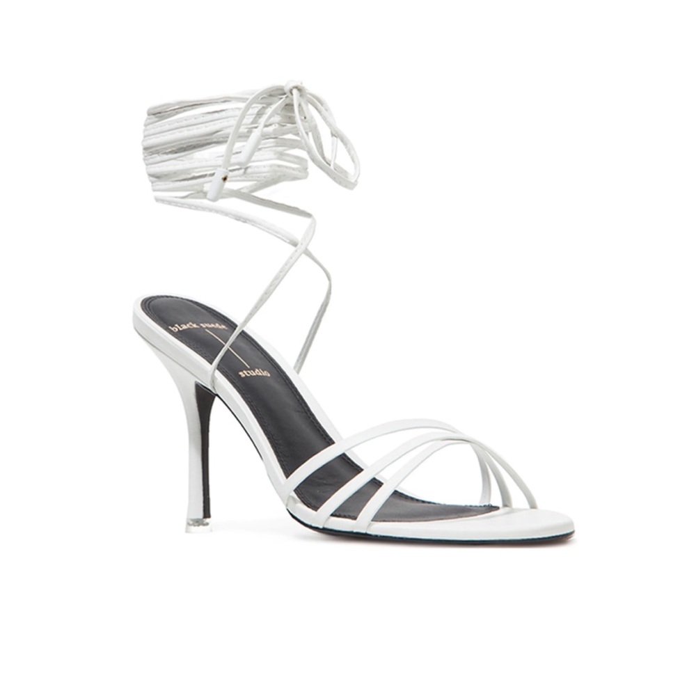NWT Black Suede Studio leather Leandra Strappy Sandal wedding party bride size 6